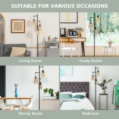 Costway Freestanding Floor Lamp Retro Floor Lamp W/3-Head Hanging Amber Glass Shade 17 Costway Freestanding Floor Lamp Retro Floor Lamp W/3-Head Hanging Amber Glass Shade -Costway GUEST d0e8acf3 12c5 46cb 8d35 b2e058b77818
