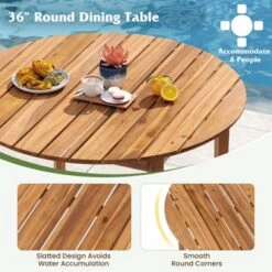 Costway Round Outdoor Dining Table For 4 People 36 Inch Acacia Wood Patio Table For Yard -Costway GUEST d10284f3 c3c0 45cb 914f b6cf6f19df3b