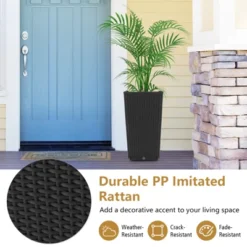 Costway 2PCS Outdoor Wicker Flower Pot 22.5''Tall Planters With Drainage Hole Black/Coffee 19 Costway 2PCS Outdoor Wicker Flower Pot 22.5''Tall Planters With Drainage Hole Black/Coffee -Costway GUEST d105914b e64f 4e95 b725 d0712b7e72af