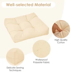 Costway 2 PCS 21'' X 21'' Patio Chair Seat Cushion Pads Indoor/Outdoor Brown/Red/Beige/Navy/Turquoise/Multicolor -Costway GUEST d1070f56 7818 4ffa af06 fae582b64358