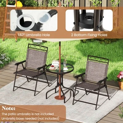 Costway 3 PCS Outdoor Bistro Dining Furniture Set With 1.57" Umbrella Hole Rippled 6 Costway 3 PCS Outdoor Bistro Dining Furniture Set With 1.57" Umbrella Hole Rippled - Image 4