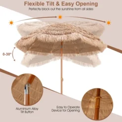 Costway 7.2FT Patio Thatched Tiki Umbrella W/Tilt 8 Ribs Hawaiian Hula Beach -Costway GUEST d172d762 6a2b 4f7d 8f42 22ab2b190af0