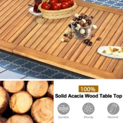 Costway 7 PCS Patio Rattan Dining Set Acacia Wood Table Top Stackable Chair -Costway GUEST d19b63e8 4b3b 436c 92bd b7a76d3e4b0d