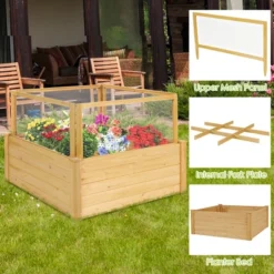 Costway Raised Garden Bed Wooden Garden Box With 9 Grids & Critter Guard Fence -Costway GUEST d1a75df3 b79a 429b bf6e 91fcc6e9fc7f