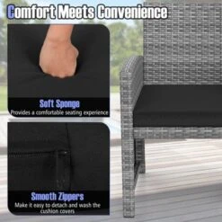 Costway 3 PCS Patio Furniture Set With Tempered Glass Coffee Table & Soft Seat Cushions Gray/Black/White -Costway GUEST d1f090d1 cecf 44d8 9169 43856130f1a0