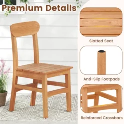 Costway 1/2 PCS Patio Teak Wood Chair Wooden Armless Dining Chair With Slatted Seat -Costway GUEST d205c5f1 93c6 4f27 95f2 dd493321cfcc