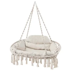 Costway Swing Chair Hand-Woven Rope Hanging Chair With Thick Cushion & Folding Metal Frame 21 Costway Swing Chair Hand-Woven Rope Hanging Chair With Thick Cushion & Folding Metal Frame -Costway GUEST d20bef72 15d8 42cb 8554 b876d9f587fd