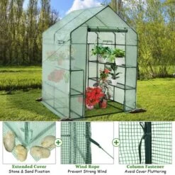 Costway Walk-in Greenhouse 56''x56''x77'' Gardening W/Observation Windows 2 Tier 8 Shelves -Costway GUEST d22d611f 8693 4078 bc9d 69289c7fe628