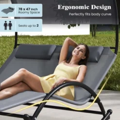 Costway Outdoor Dual Rocker Sunbed 2-Person Canopied Lounger With 2 Detachable Headrests 19 Costway Outdoor Dual Rocker Sunbed 2-Person Canopied Lounger With 2 Detachable Headrests -Costway GUEST d279c974 1632 4801 98d1 a5beed797acd