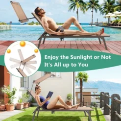 Costway 2 PCS Outdoor Chaise Lounge Chair With Sunshade 6-Level Adjustable Recliner -Costway GUEST d313aaae 5417 433f a64c 6fe21e5b02fd