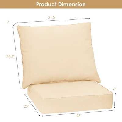 Costway 2PCS Deep Seat Chair Cushion Pads Set Indoor Outdoor W/ Rope Belts 5 Costway 2PCS Deep Seat Chair Cushion Pads Set Indoor Outdoor W/ Rope Belts - Image 3