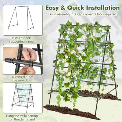 Costway Cucumber Trellis For Plant Climbing Foldable Garden Tunnel Trellis With Plastic Coated Tube 7 Costway Cucumber Trellis For Plant Climbing Foldable Garden Tunnel Trellis With Plastic Coated Tube - Image 5