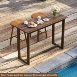 Costway 59 Inch Outdoor Bar Table With Slatted Top Rectangular Pub Table For Hot Tub -Costway GUEST d3527cc8 e03e 4286 aa8f 76418425a90f