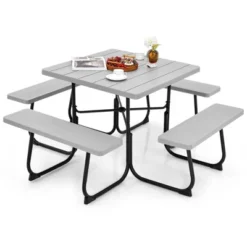 Costway Outdoor 8-person Square Picnic Table Bench Set With 4 Benches & Umbrella Hole Black/Grey/Green/White 25 Costway Outdoor 8-person Square Picnic Table Bench Set With 4 Benches & Umbrella Hole Black/Grey/Green/White -Costway GUEST d3573df6 e00a 47ca 8754 ca7db47e6487