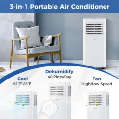 Costway Portable Air Conditioner 9000 BTU 3 In 1 AC Unit With Fan Dehumidifier Sleep Mode 6250 BTU(9000BTU ASHRAE) -Costway GUEST d3eddca6 70a1 414f 9131 d7d7945eb205