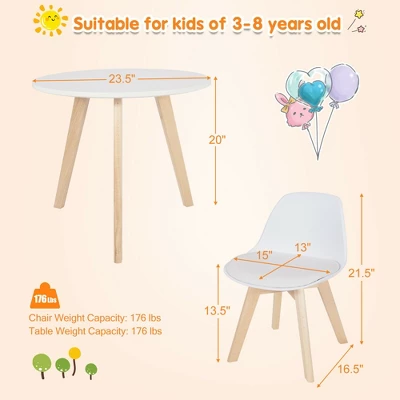 Costway Kids Table & 2 Chairs Set Modern Activity Play Table W/Beech Leg Cushion 4 Costway Kids Table & 2 Chairs Set Modern Activity Play Table W/Beech Leg Cushion - Image 2