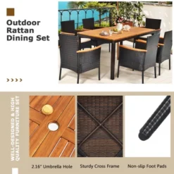 Costway 7PCS Patio Rattan Dining Set Armrest Cushioned Chair Wooden Tabletop 15 Costway 7PCS Patio Rattan Dining Set Armrest Cushioned Chair Wooden Tabletop -Costway GUEST d45e5643 9980 4350 a007 7f19347ae179