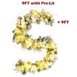Costway 9ft Pre-lit Snowy Christmas Garland W/ Berries Poinsettia Flowers Timer 13 Costway 9ft Pre-lit Snowy Christmas Garland W/ Berries Poinsettia Flowers Timer -Costway GUEST d45ed09b 90ac 4b4e 92f6 637b78eae337