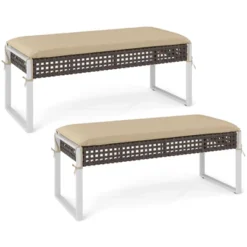 Costway Set Of 2 Outdoor Ottoman Bench Patio PE Rattan Footrest W/ Soft Cushion & Metal Frame 19 Costway Set Of 2 Outdoor Ottoman Bench Patio PE Rattan Footrest W/ Soft Cushion & Metal Frame -Costway GUEST d463ea14 fc19 4860 9691 110d31ca3eb4