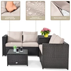 Costway 4PCS Outdoor Patio Rattan Furniture Set Cushioned Loveseat Storage Table 17 Costway 4PCS Outdoor Patio Rattan Furniture Set Cushioned Loveseat Storage Table -Costway GUEST d49068a1 35b5 4c38 b780 a690f31c1d21