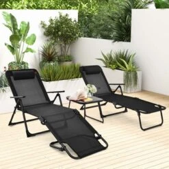 Costway 3pcs Patio Folding Chaise Lounge Chair PVC Tabletop Set Outdoor Portable Beach 14 Costway 3pcs Patio Folding Chaise Lounge Chair PVC Tabletop Set Outdoor Portable Beach -Costway GUEST d492c796 5779 4aad 9b67 acb8f224971b