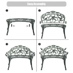 Costway Patio Garden Bench Chair Style Porch Cast Aluminum Outdoor Rose Antique Green -Costway GUEST d494d853 8162 4d23 9ff5 81cf95ddf2a8