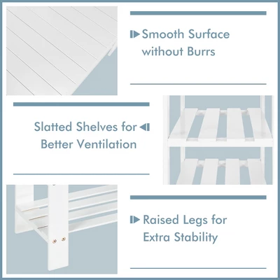 Costway Bamboo Shoe Rack Bench 3-Tier Storage Shelf Holder Home Entryway Hallway White 6 Costway Bamboo Shoe Rack Bench 3-Tier Storage Shelf Holder Home Entryway Hallway White - Image 4