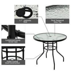 Costway 32'' Patio Round Table Tempered Glass Steel Frame Outdoor Pool Yard Garden -Costway GUEST d544ef06 cffb 440f 9d2b 7748a3f6e8d3