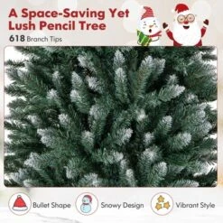 Costway 6FT/9FT Pre-Lit Christmas Tree Hinged Slim Pencil Xmas With 250/500 LED Lights -Costway GUEST d5986701 fe9f 41e7 ba29 5730a74b7c63