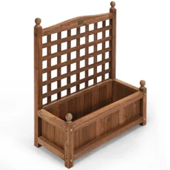 Costway Solid Wood Planter Box With Trellis Weather-Resistant Outdoor 25''x11''x30'' -Costway GUEST d64b9abe 07ce 4538 beb8 6a60d47a0f63