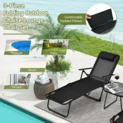 Costway 3pcs Patio Folding Chaise Lounge Chair PVC Tabletop Set Outdoor Portable Beach 15 Costway 3pcs Patio Folding Chaise Lounge Chair PVC Tabletop Set Outdoor Portable Beach -Costway GUEST d6590560 d98f 436d 8c58 fa3ffad4bff6