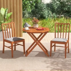 Costway 1/2 PCS Outdoor Patio Folding Wood Dining Table For 4 With 2" Umbrella Hole For Garden -Costway GUEST d6796c8d 21f5 443e aa79 648d12b59d39