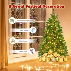 Costway 4.5Ft6.5Ft7.5Ft Pre-lit Hinged Christmas Tree W/ Pine Cones Red Berries And 300450450 LED Lights -Costway GUEST d6be4768 0f5d 4e95 a295 159a5e11509e