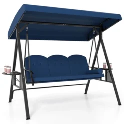Costway 3-Seat Patio Swing Chair With Adjustable Canopy Thickened Cushions Pillow Navy/Gray 23 Costway 3-Seat Patio Swing Chair With Adjustable Canopy Thickened Cushions Pillow Navy/Gray -Costway GUEST d6e09c94 38b7 4aaa bf90 33f3783aef55