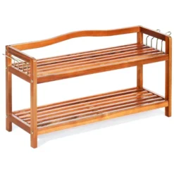 Costway 2-Tier Wood Shoe Rack Freestanding Shoe Storage Organizer Heavy-duty -Costway GUEST d73efdab 84ed 4c7f bc8f 2265c1505259