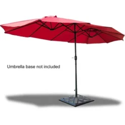 Costway 15' Market Outdoor Umbrella Double-Sided Twin Patio Umbrella With Crank Wine -Costway GUEST d76adda9 d070 4dac b703 a6b8c3f57d84