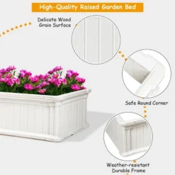 48''x24''Raised Garden Bed Rectangle Plant Box Planter Flower Vegetable White -Costway GUEST d7c1a097 e6f3 49b0 a030 8f0d97020834