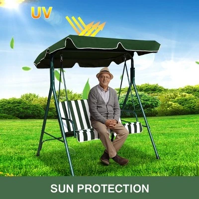 Costway Loveseat Patio Canopy Swing Glider Hammock Cushioned Steel Frame Outdoor Green 8 Costway Loveseat Patio Canopy Swing Glider Hammock Cushioned Steel Frame Outdoor Green - Image 6