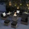 Costway 9 Pieces Patio Furniture Set With 50,000 BTU Propane Fire Pit Table Black/Gray/Navy/Red/White/Turquoise -Costway GUEST d8013808 edaf 4f36 9872 5da9639351a1