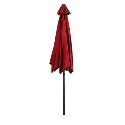 Costway 10FT Patio Umbrella 6 Ribs Market Steel Tilt W/ Crank Outdoor Garden Burgundy 11 Costway 10FT Patio Umbrella 6 Ribs Market Steel Tilt W/ Crank Outdoor Garden Burgundy - Image 9