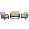 Costway 4PCS Patio Wicker Furniture Set Loveseat Sofa Coffee Table W/ Cushion -Costway GUEST d8ca670b 6f1b 48a7 b1eb 209e416ae257