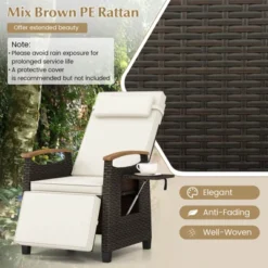 Costway 1/2 PCS Patio Wicker Recliner Chair With Adjustable Backrest Footrest Flip Side Table White/Black -Costway GUEST d8dcbcbc 6ad3 4633 b2b0 558649333eae