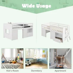 Costway Twin Size Low Loft Bed With Storage Drawer Activity Center Solid Wood Bed Frame -Costway GUEST d8f55635 365c 4988 8c20 7d456e2dd844