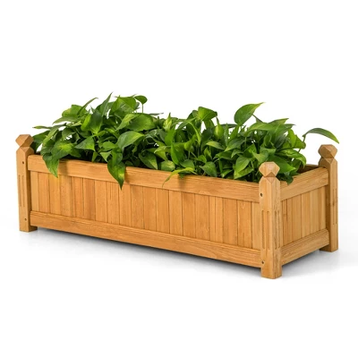 Costway Wooden Rectangular Planter Box Raised Garden Bed For Plants With 4 Corner Drainage 10 Costway Wooden Rectangular Planter Box Raised Garden Bed For Plants With 4 Corner Drainage - Image 8