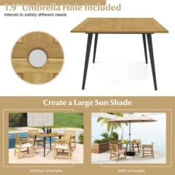 Costway 4-Person 42.5" Outdoor Dining Table With 1.9" Umbrella Hole, Adjustable Foot Pads -Costway GUEST d93998fb 7b2b 43fb baed 3d58a86e9ce7