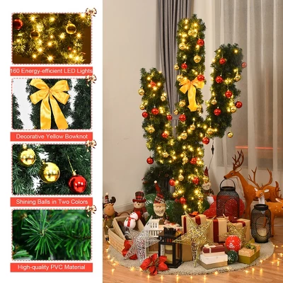 Costway 7Ft Pre-Lit Cactus Christmas Tree LED Lights Ball Ornaments 6 Costway 7Ft Pre-Lit Cactus Christmas Tree LED Lights Ball Ornaments - Image 4