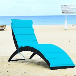 Costway Folding Patio Rattan Lounge Chair Chaise Cushioned Portable Garden -Costway GUEST d949d603 1266 499c 9dce 04d77680214b