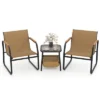 Costway 3 PCS Patio Furniture Set With Breathable Mesh Fabric And Metal Frame Garden