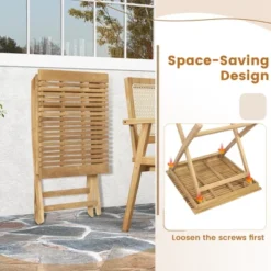 Costway 27.5" Patio Bistro Table With Slatted Tabletop Indonesia Teak Wood & Thickened Top -Costway GUEST dab35ed2 8d97 4e84 a648 9f0b5f65bd28