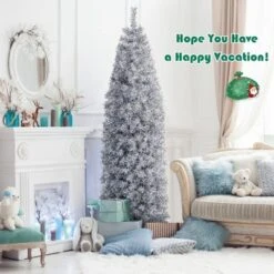 Costway 7 FT Pre-Lit Christmas Tree Hinged Slim Pencil W/ 350 LED Lights 670 Branch Tips 14 Costway 7 FT Pre-Lit Christmas Tree Hinged Slim Pencil W/ 350 LED Lights 670 Branch Tips -Costway GUEST dac0bb65 5164 42ce 86c5 af27b56249bb